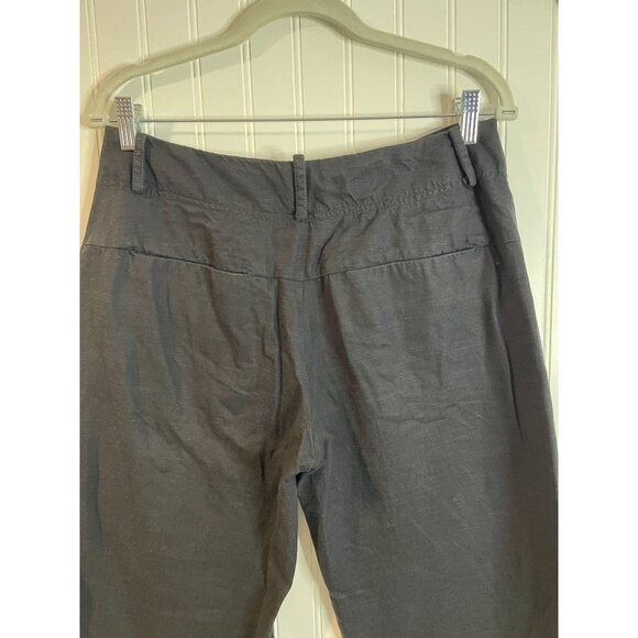 Free People Black Womens Cropped Wide-Leg Linen-Blend Pants Size 4 - Picture 4 of 11